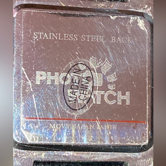 CUSTOMIZABLE PHOTO WATCH, ADD YOUR OWN PHOTO BLACK TEXTURED BAND NWOT NEVER WORN - Picture 4 of 11